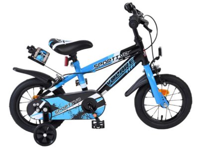 Volare Sportivo Kinderfiets - Jongens - 12 inch - Blauw Zwart - Twee Handremmen