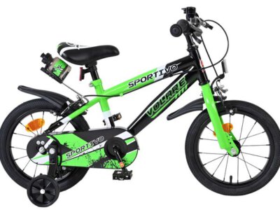 Volare Sportivo Kinderfiets - Jongens - 14 inch - Groen Zwart - Twee Handremmen