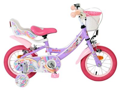 Volare Unicorn Kinderfiets - Meisjes - 12 inch - Paars - Twee handremmen