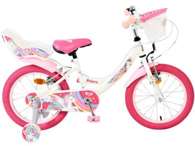 Volare Unicorn Kinderfiets - Meisjes - 16 inch - Wit - Twee Handremmen