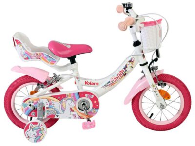 Volare Unicorn Kinderfiets - Meisjes - 12 inch - Wit - Twee handremmen